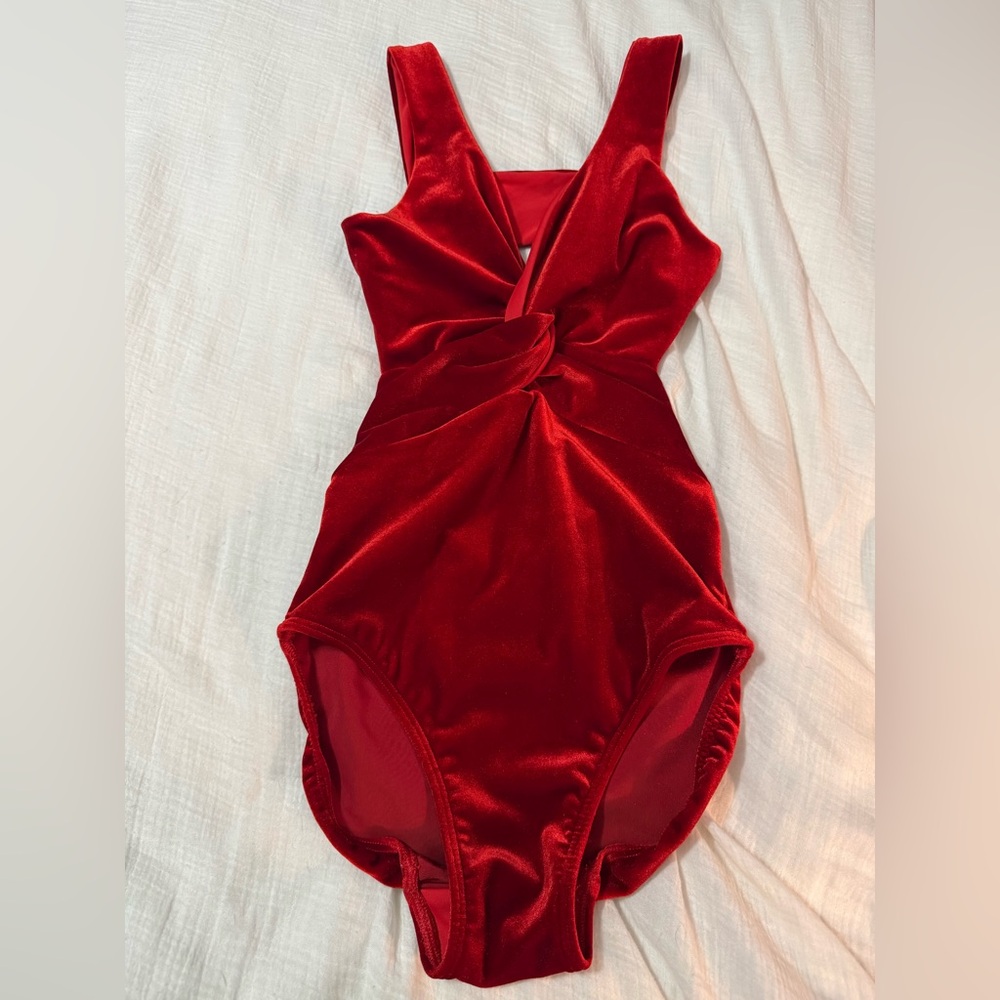 Eleve Stunning Red Velvet Ballet/Dance Leotard Size Small